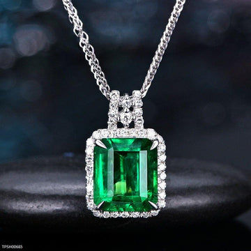 Emerald Rectangle Stone Pendant - TPSH